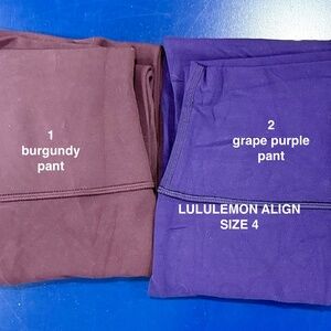 Lululemon align legging crop size 4 # 1 burgundy pant